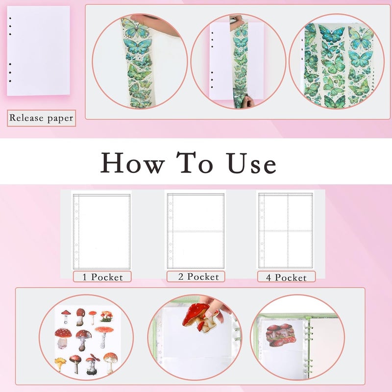 MUDOR 4 in 1 Sticker Storage Organizer, Binder with Storage Sleeves and Release Paper, Reusable Collecting Book Album Holder, A5 Blank Sticker Container Organizer - Image 4